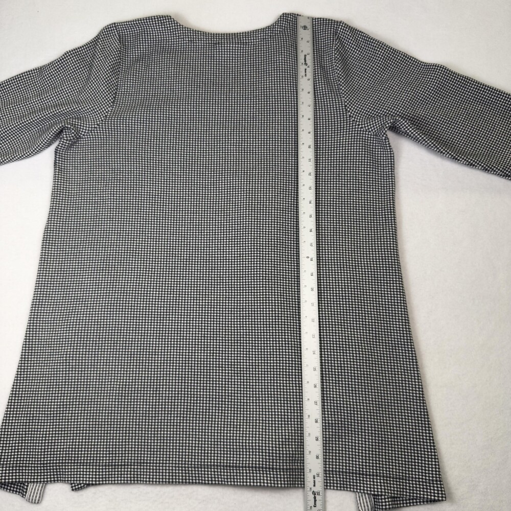 J JILL Lagenlook Tunic Top Black White Gingham Cotton Modal Side Snap Petite XL - Picture 7 of 12